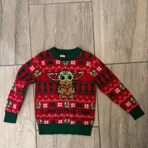 Red and Green Holiday Sweater with Character Design